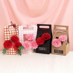 카네이션바구니 핑크 레드 크라프트 블랙 종이 카네이션꽃바구니 선물 DIY만들기 4개세트