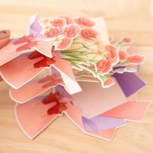 생일 발렌타인 화이트데이 졸업 기념일 4단 3D종이꽃카드 4종중선택 어버이날 카네이션카드